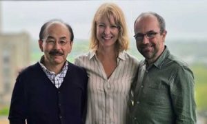 Image: Pictured left to right: Professor Naoki Yoshimura and Professor Anne Robertson from the University of Pittsburgh with Dr Paul Watton from the University of Sheffield.